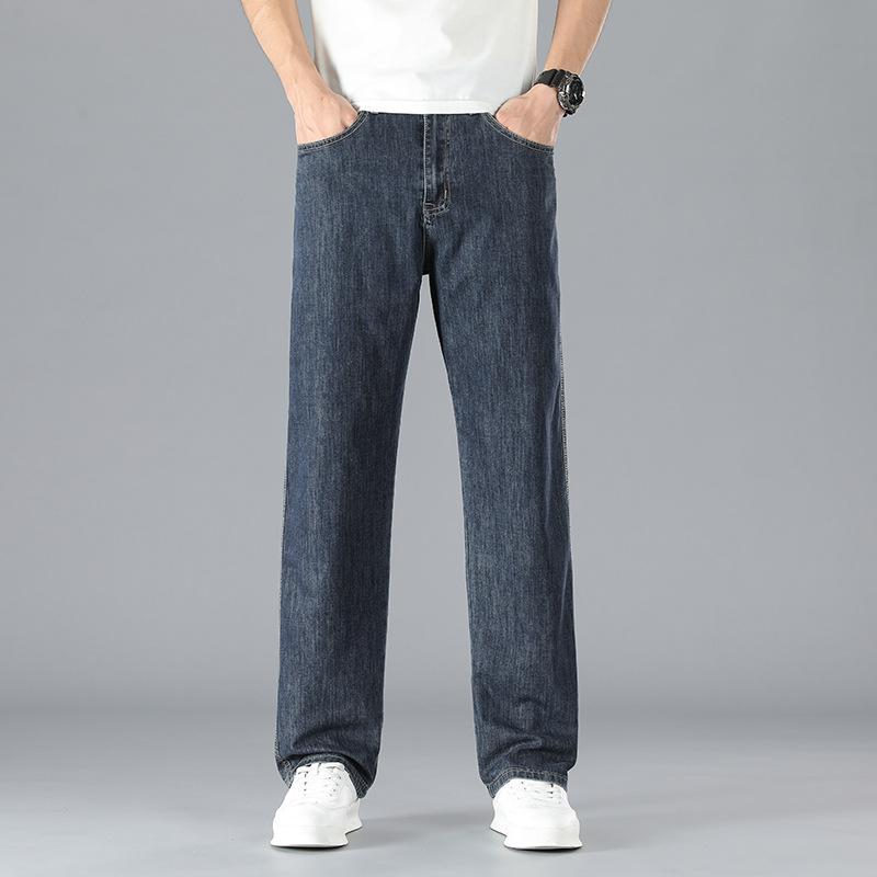 New Spring and Summer Elastic Casual Trend Versatile Straight Loose Jeans for Men