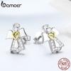 BAMOER Hot Sale Genuine 925 Sterling Silver Guardian Angel Exquisite Stud Earrings for Women Fashion