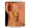 Qiong Yao European Style Bow Stud Earrings, Stainless Steel, Colorfast, Hypoallergenic, Simple Design for Women