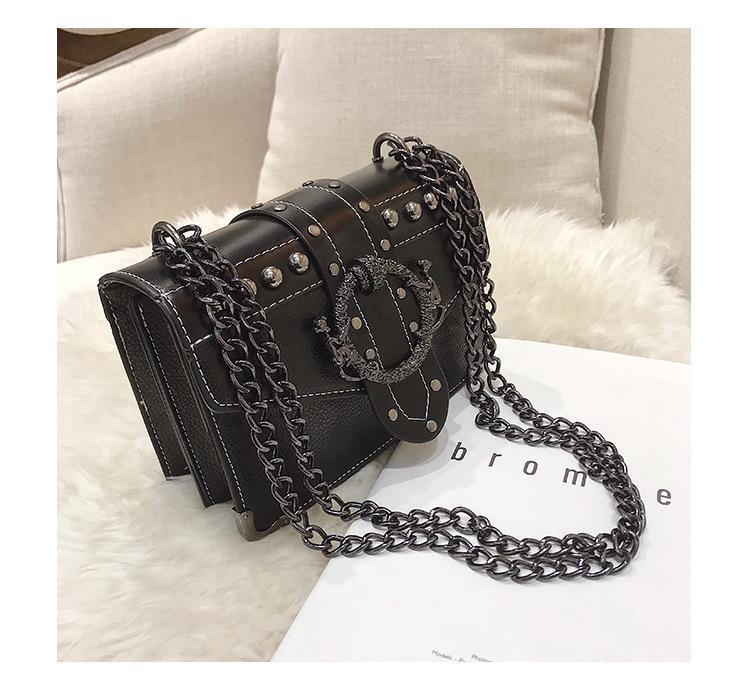 Chain small bag women's 2025 new trendy retro shoulder bag rivet small square bag Korean version messenger bag