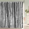 Black and White Striped Shower Curtain With Hooks Waterproof Polyester Fabric Geometric Pattern Home Decor Bathroom Curtain