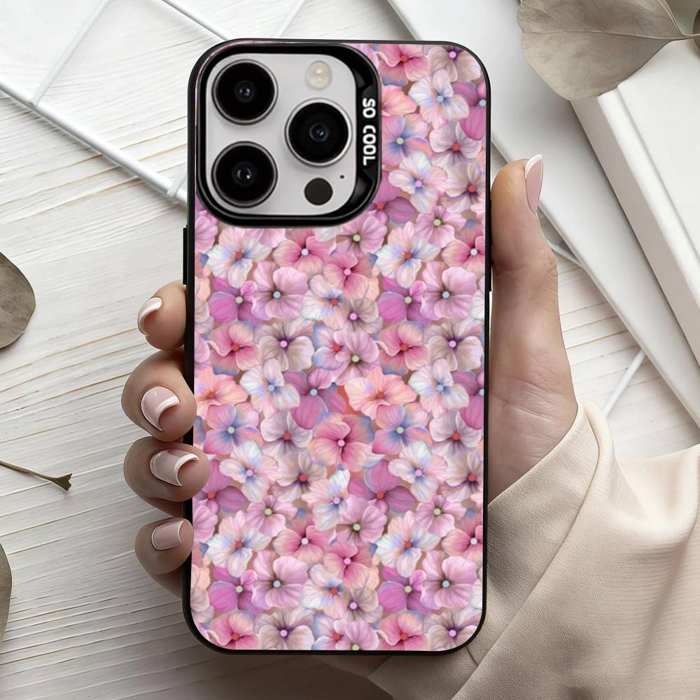 F-Flowers A-art Phone Case For iPhone17,16,15,14,13,12,11 Plus,Pro Max Candy Silver Plated Inside Cover