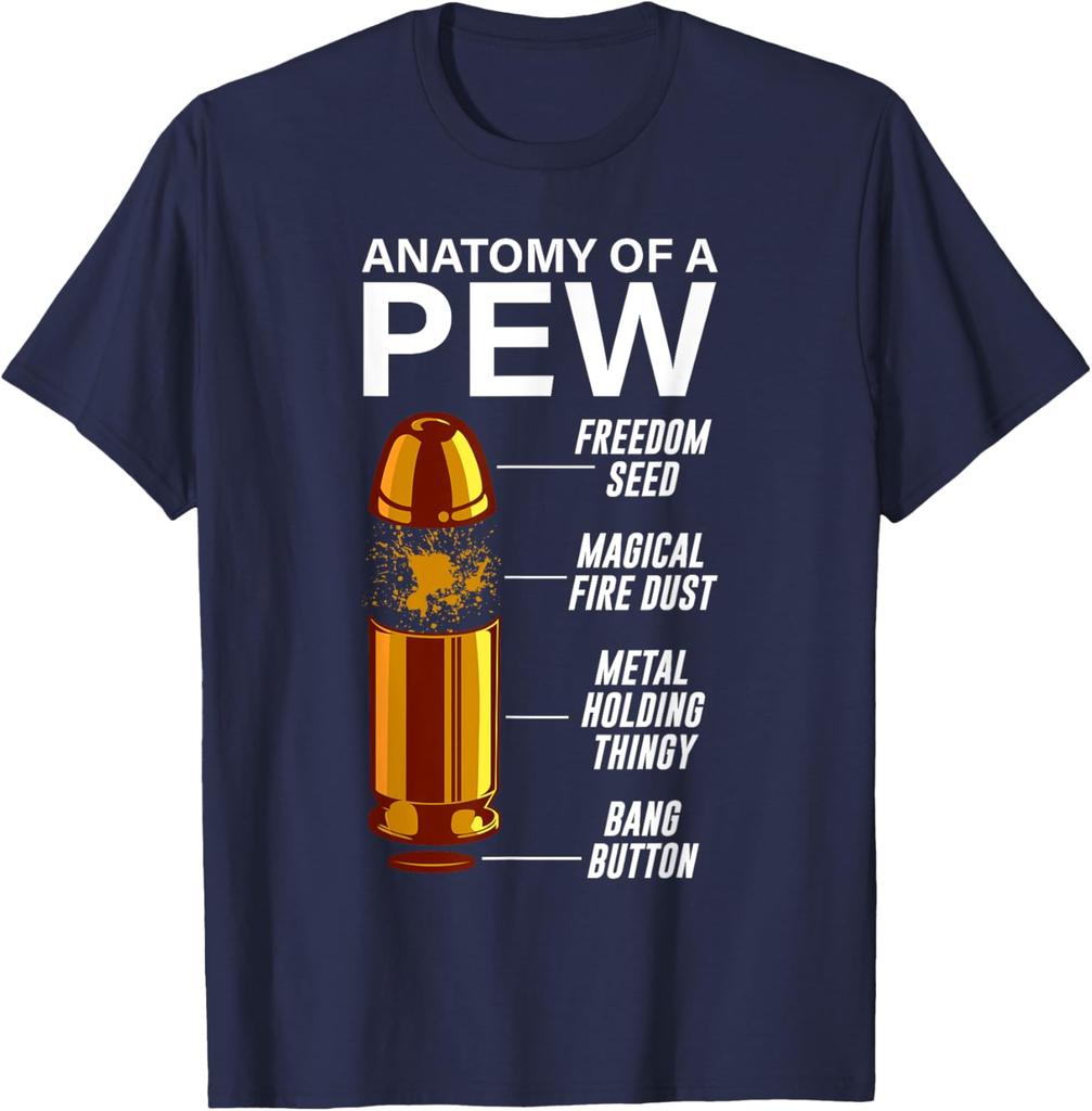 Funny Gun Ammo Anatomy of A Pew Rifle Pistols TShirt 100 Cotton ONeck Short Sleeve Summer Casual Mens Tshirt Streetwear