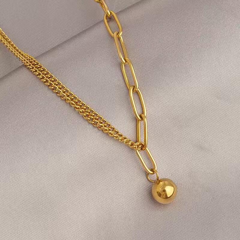 Women's Light Luxury Gold Titanium Steel Necklace - Non-fading, Versatile, High-end Fashion Clavicle Chain Choker.