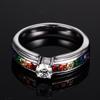 Six-Color Zirconium-Inlaid Titanium Steel Women's Ring - PR-008