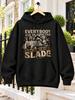 Everybody Has an Addiction Mine Just Happens to Be Slade Graphic with Rock Band Portrait in Sepia Vintage Concert Inspired Style Unisex Hoodie