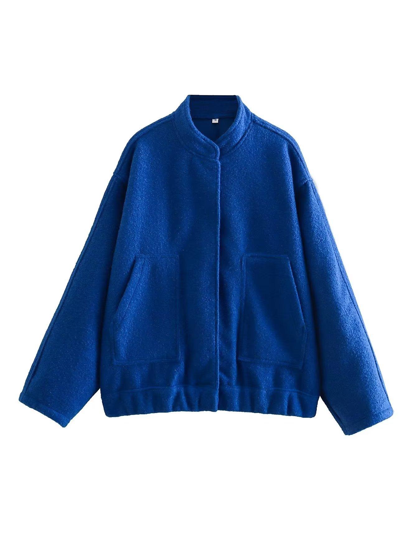 

Весенняя новая повседневная куртка Tooling Y2K с воротником-стойкой, свободная куртка-авиатор для женщин L синий