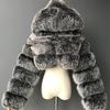 Women's Cropped Hooded Faux Fur Coat, Fluffy Warm Winter Short Jacket, Fashion Furry Outerwear