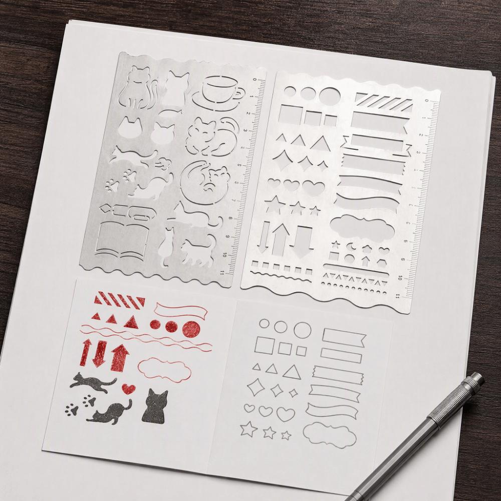 Precision Stainless Steel Drawing Ruler Geometric Shapes Stencil Rulers  DIY Paper Craft
