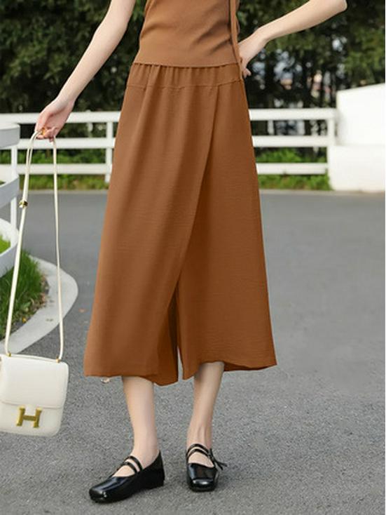 2025 Women's Plus Size High Waist Summer Skirt Pants - Loose, Slimming, Thin Fit