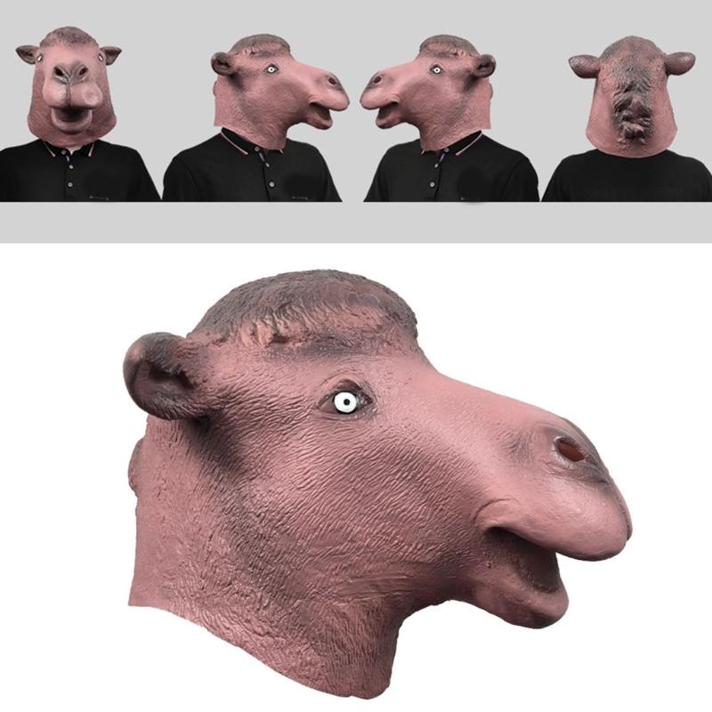 Camel Mask Animal Full Head Mask Latex Mask Headgear Halloween Cosplay Costume Gifts for Women Men Kids Party Favors