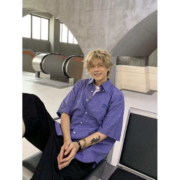 2024 Letter Langarmhemd Japanischer Hong Kong Stil Ins Loose Shirt Herren Sommertrend Vielseitige Freizeitjacke