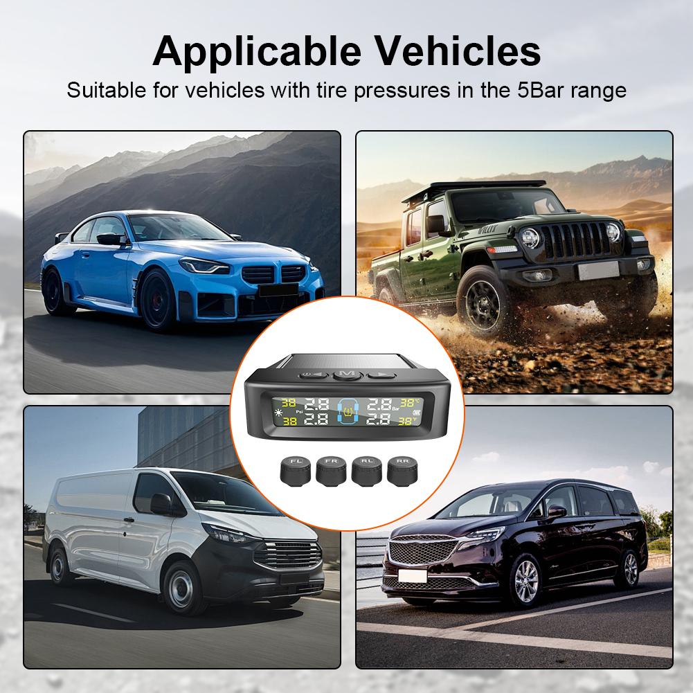 Tire Pressure Monitoring System with 4 Sensors Tire Pressure Monitor System Universal TPMS for Car Sedan SUV