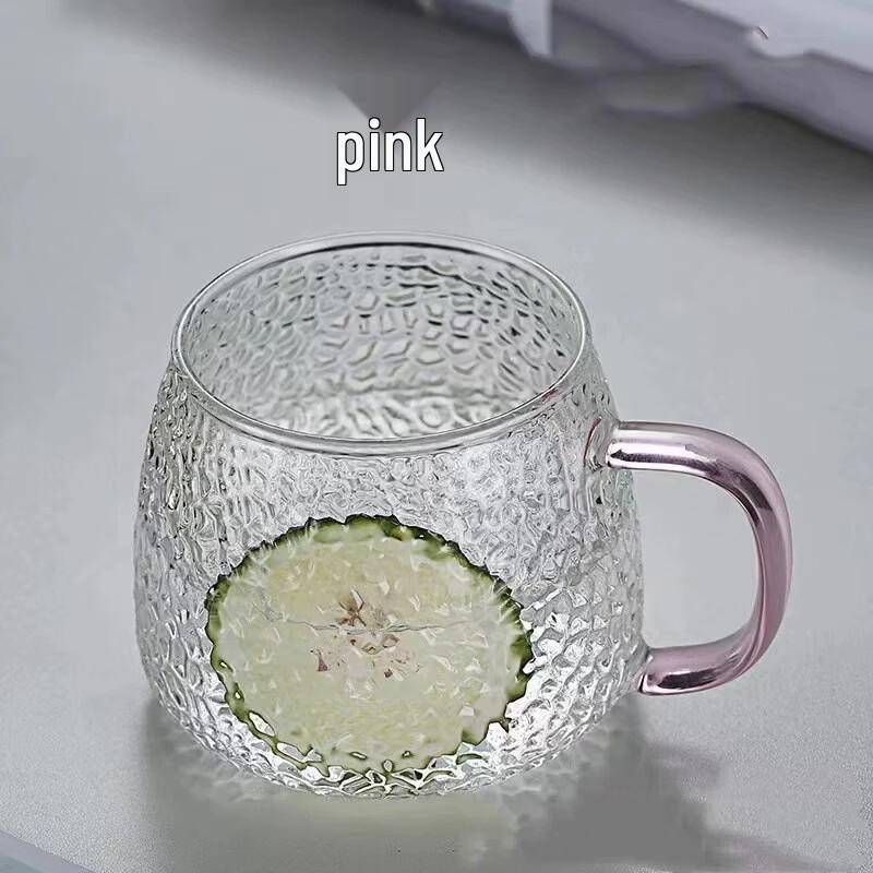 Hammered Glass Teacup with Green Handle