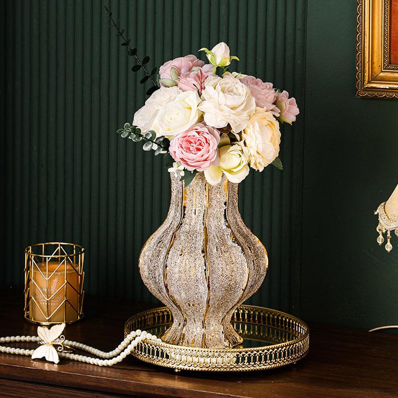 Ceramic Vase Vintage Dry Flowerpot Light Luxury Entrance Decoration TV Cabinet Home Hotel Decor Flower Hydroponic Flower Vase