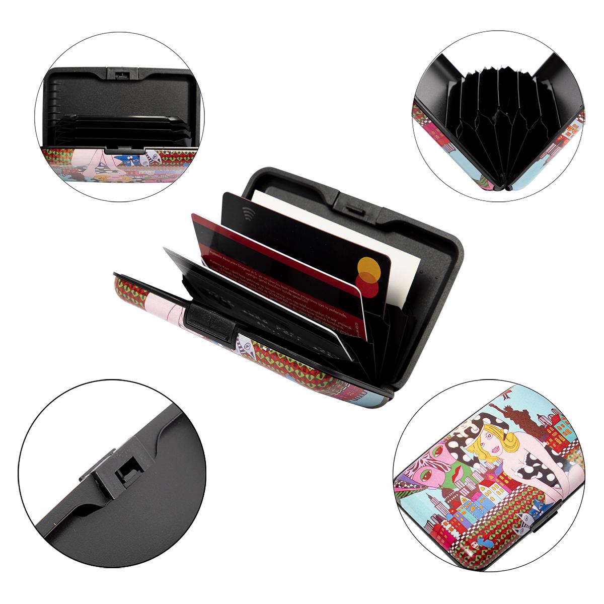 

Biggdesign Metal Lid Card Holder, 6 Different Sections, Full Metal Body, Security Lock