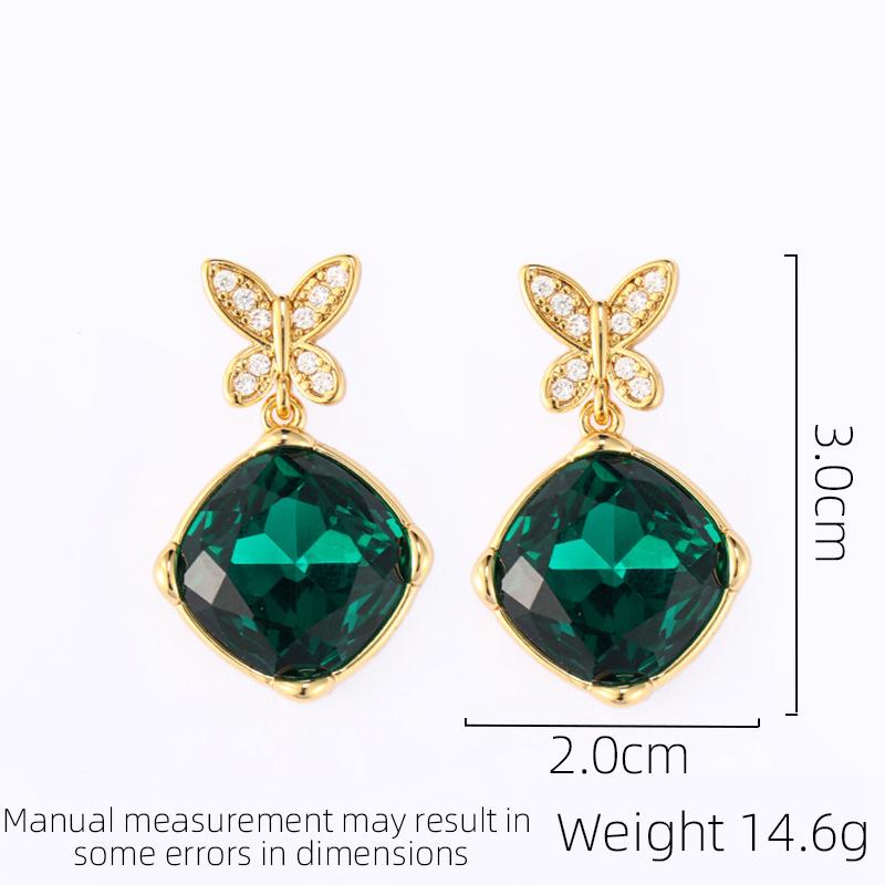 Fashion Accessories Retro Light Luxury Simple Micro Inlaid Zircon Butterfly Earrings Medieval Earrings