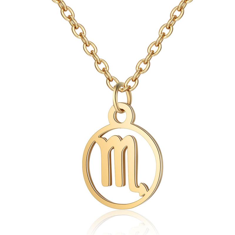 Simple Round 12 Zodiac Sign Necklaces for Men Women Classic Virgo Leo Libra Scorpio Sagittarius Pendant Necklace Birthday Gift