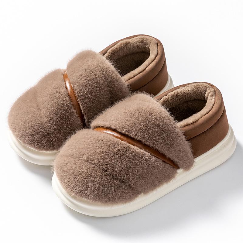 Plush Indoor Slippers: Warm, Non-slip Cotton Shoes for Men & Women - Perfect for Autumn & Winter