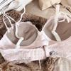 Sexy 1/2 Cup Push Up Bra Set Women Lace Flowers Embroidery Underwear Wire Free Thickened Cup Romantic Detachable Strap Lingerie