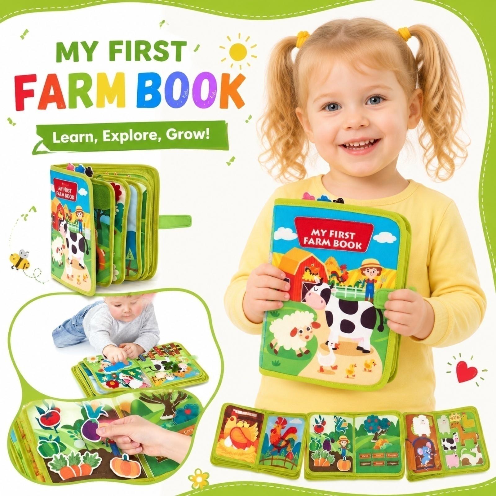 My First Farm Book Soft Fabric Educational Quiet Book Early Learning Activity Felt Board for Toddlers and Preschoolers Interactive Play one size