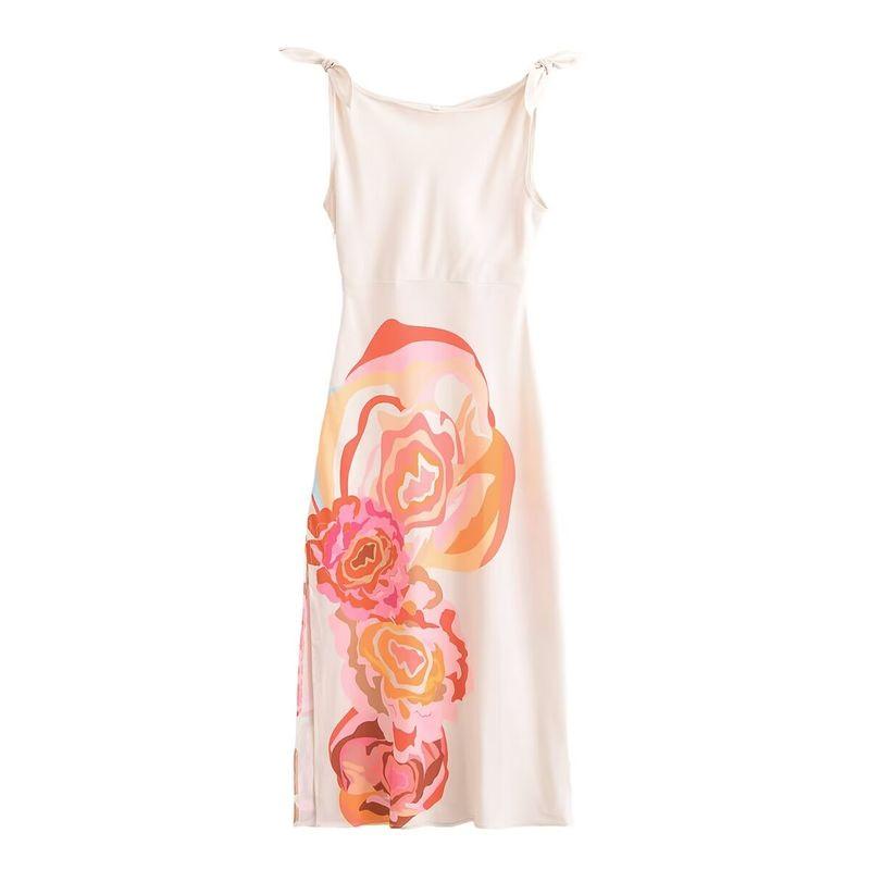 Kaslead New Arrival Women's Clothing Fashion Style Fashion Slimming and Simple Tether Print Sleeveless Dress