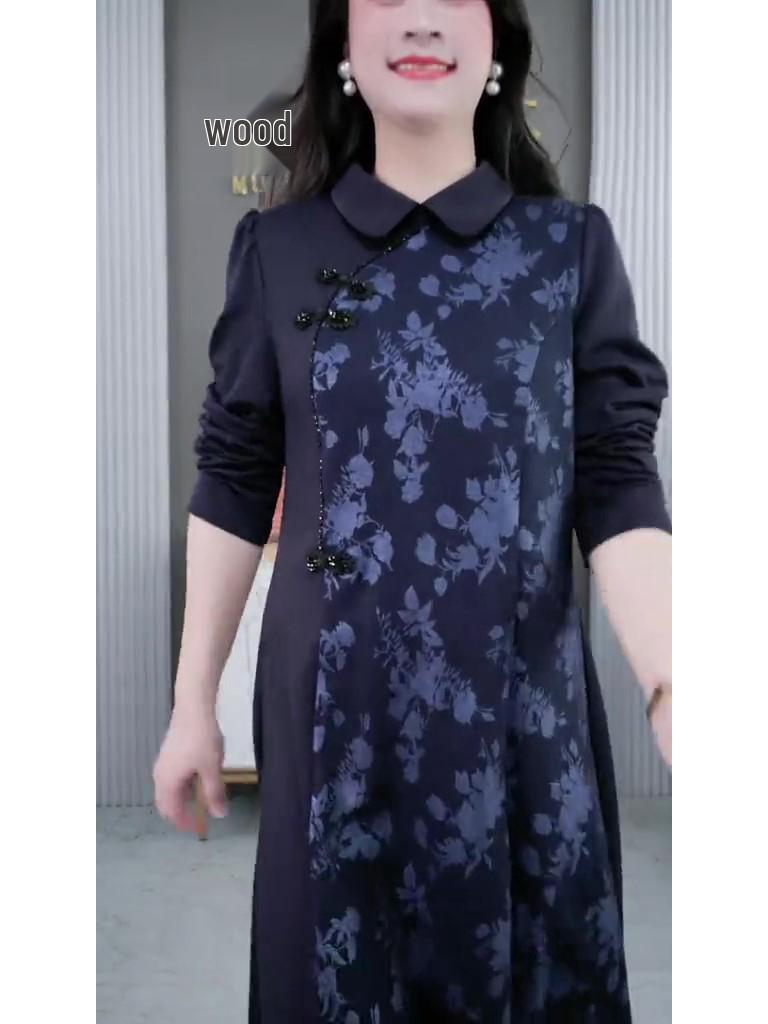 Spring Chic: Sexy Modern Cheongsam Dress for Middle-Aged Women, Plus Size Available
