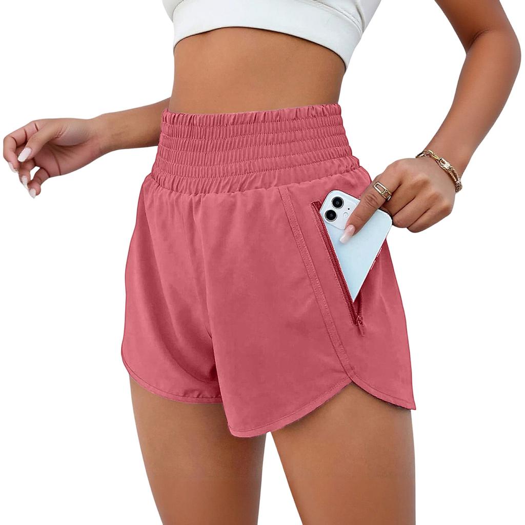 Women's Fashion High Waist Sports Running Yoga Belt Lined Adult Casual Shorts