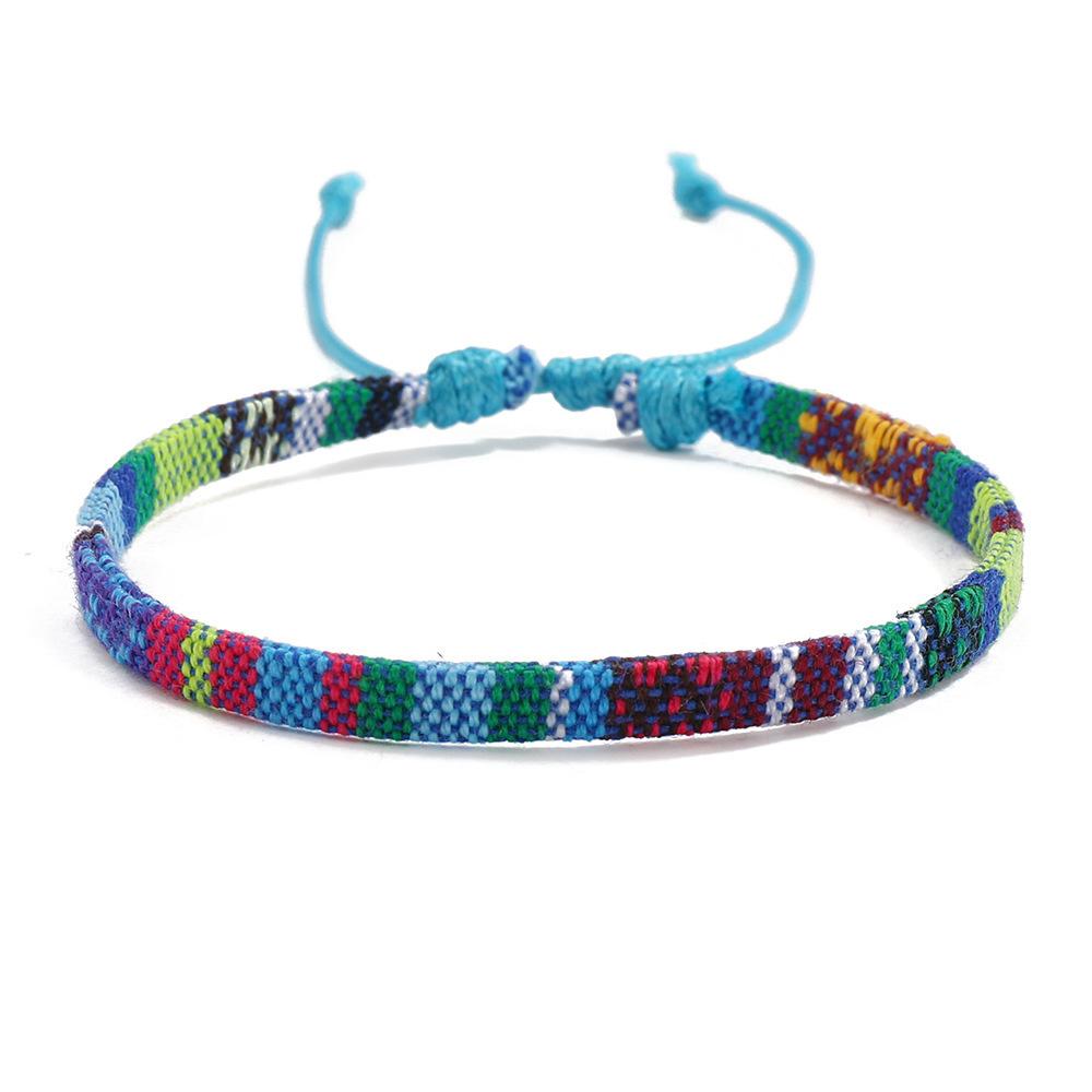 Colourful Bohemian-style cotton-linen woven bracelet – a simple versatile piece