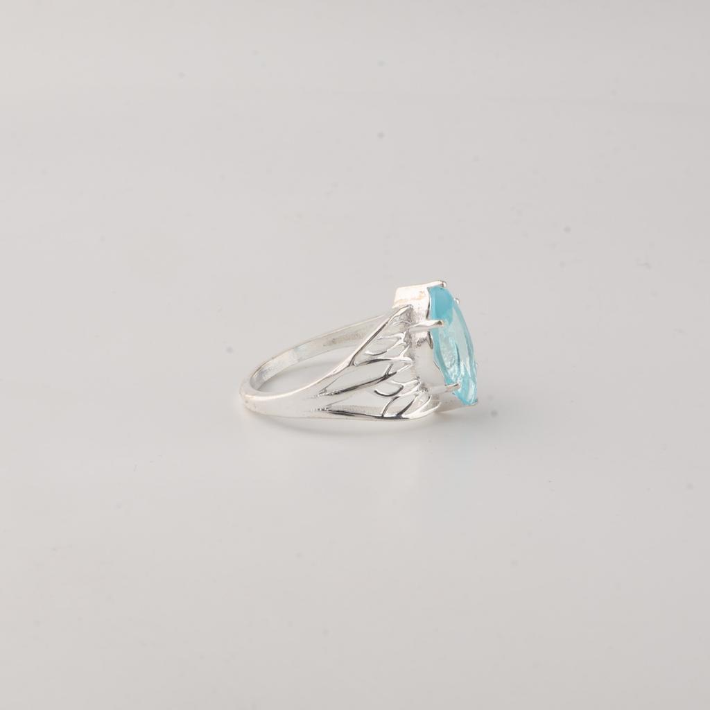 Anello carino in argento con gemma di topazio azzurro cielo, Anello in argento sterling 925 taglio marquise per donna CZR-21-4
