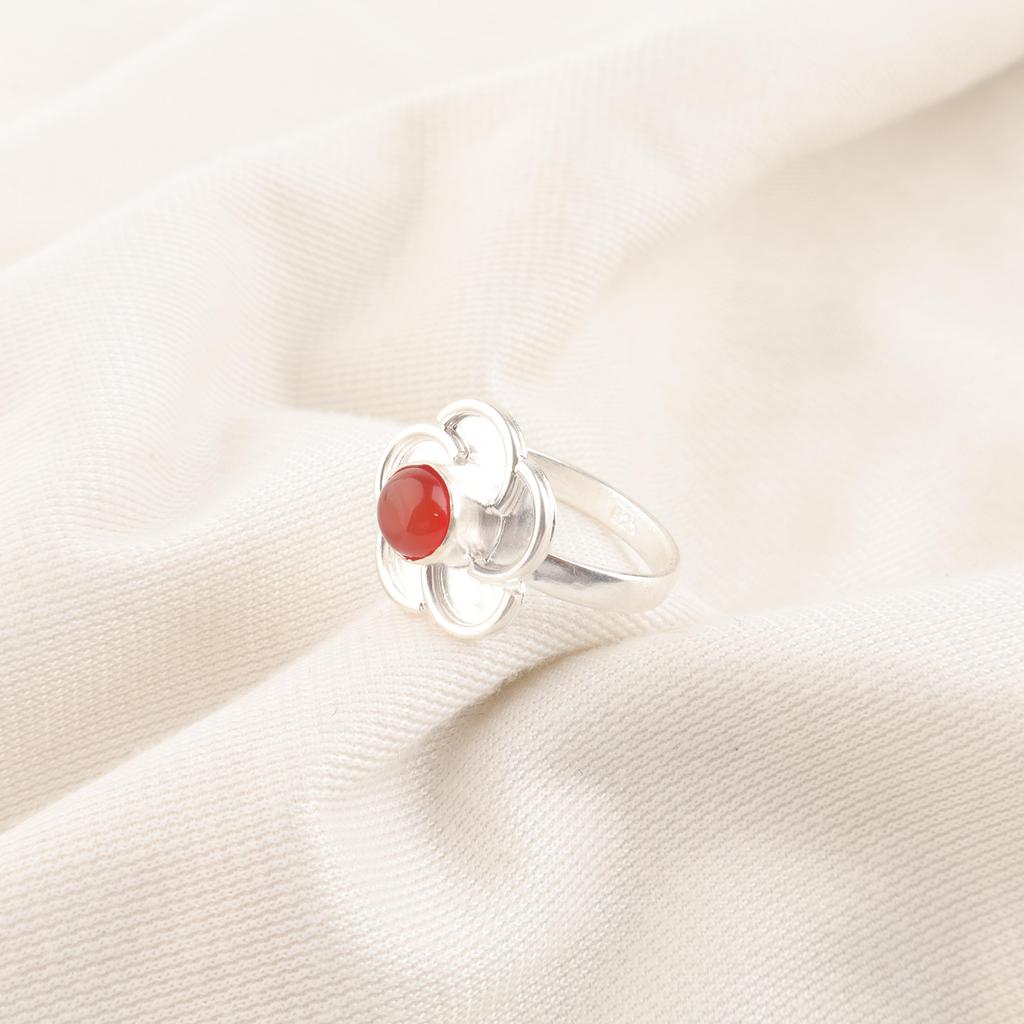 Karneol Edelstenssmykker, 925 Solid Sterling Sølvring, Håndlaget Blålysende Sølvring Smykker Til Thanksgiving-gave