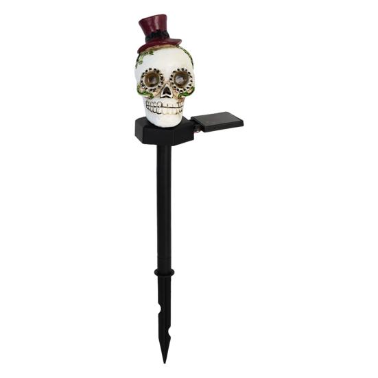 Solar Pumpkin Light Halloween Pathway Light Jack-O-Lantern Stake Outdoor Waterproof Skull Light with Stake for Yard Lawn Decoration