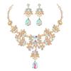 Crystal Water Drop Bridal Rhinestone Chokers Necklace Earrings Wedding Beads Jewelry Set