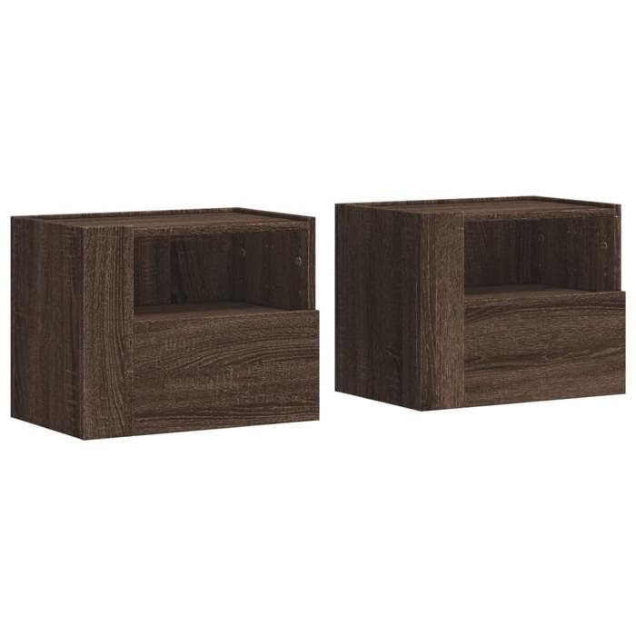 VidaXL Tables de chevet murales 2 pcs chêne marron 45x30x35 cm, armoire de rangement, armoire murale suspendue, armoire de 848324