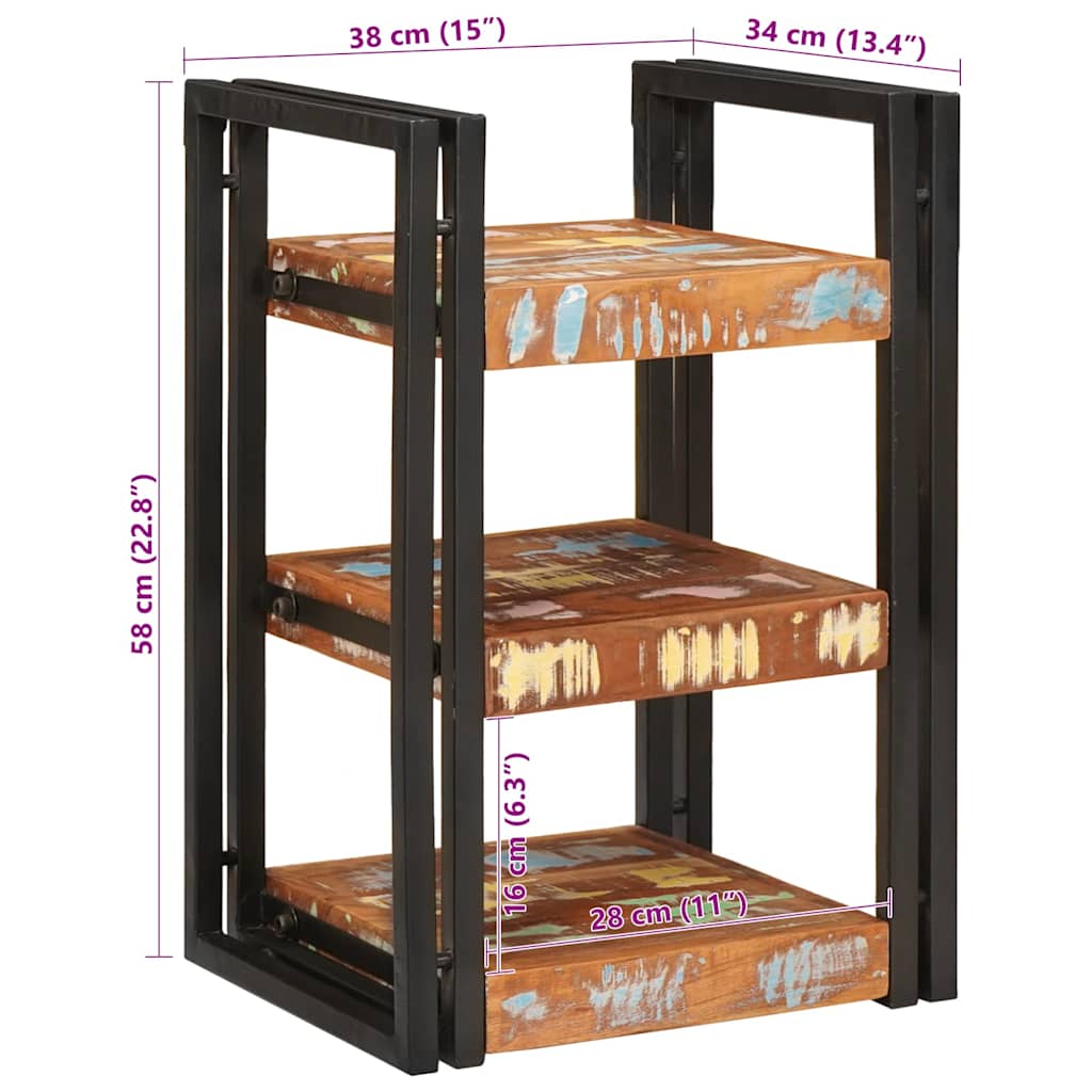Nightstand in Brown and Black 38 x 33 x 58 cm Solid Reclaimed Wood