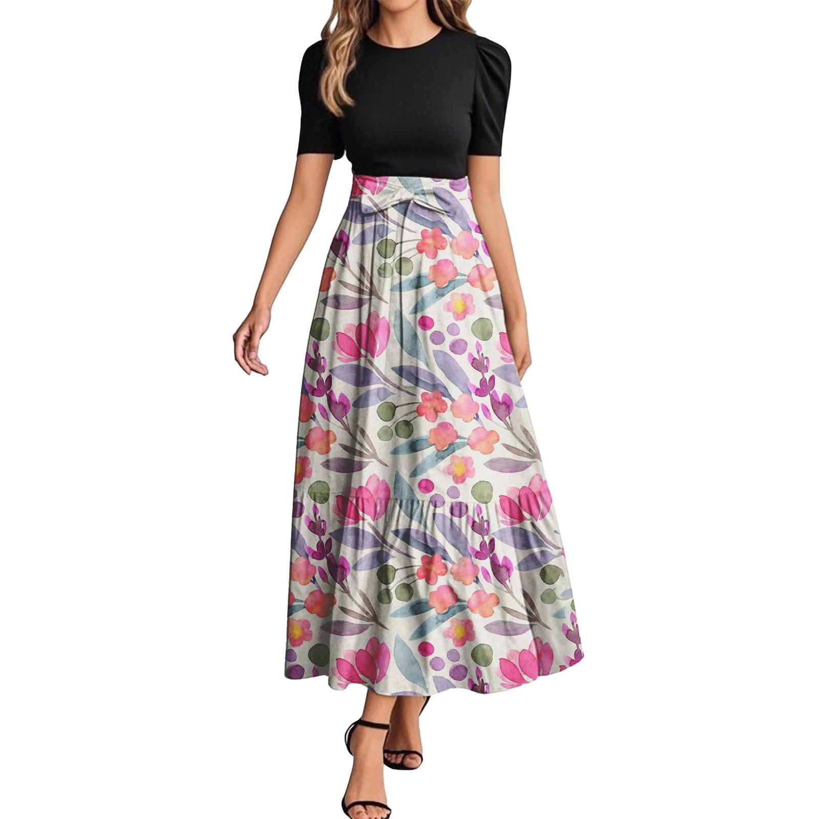 

Женское модное повседневное платье с коротким рукавом и круглым вырезом с цветочной вышивкой, элегантное, темпераментное M