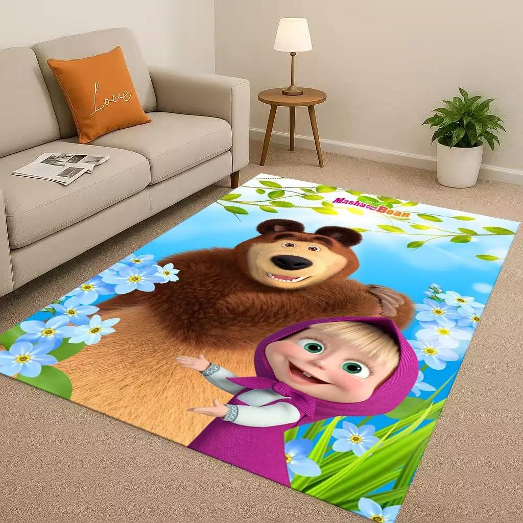 New Cartoon M-Masha And B-Bear Christmas Gift Living Room Non-Slip Area Rug Carpet For Bedroom Playroom Sofa,Home Decor Doormat