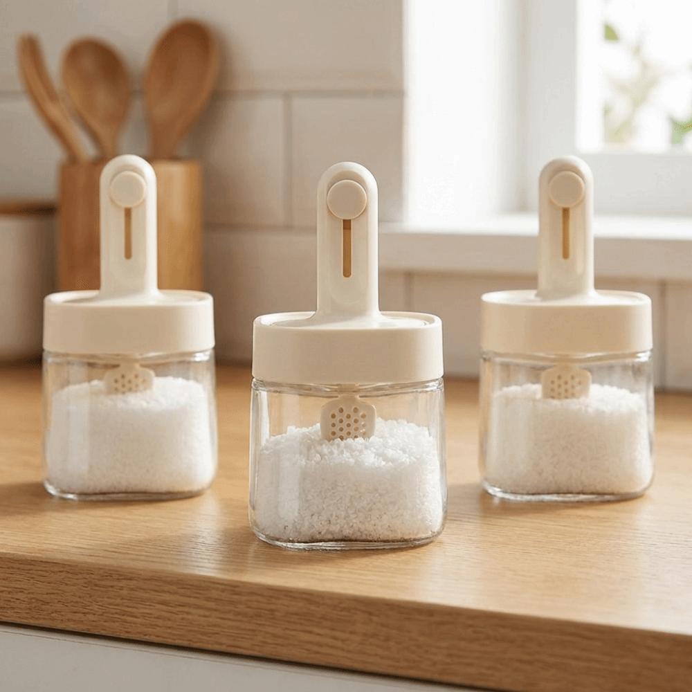 350ML Glass Seasoning Jar Sealed Salt Storage Box Kitchen Accessories Spice Jar Countertop
