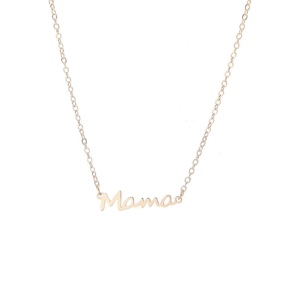 CARLIDANA Mother's Day Gift Hot Sale Letter MAMA Necklace for Mom Stainless Steel Gold Color Necklace Jewelry Women Anniversary