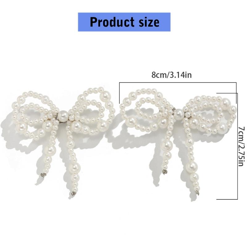 Spilla con Fiocco in Resina Elegante con Perle Finte Clip per Orlo dei Pantaloni Catena Leggera per Polsini per Outfit Casual