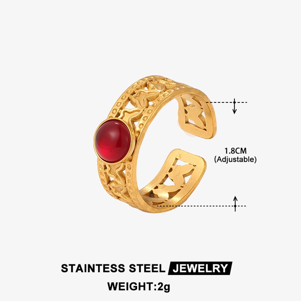 Boho Mehrfarbiger Türkis Edelstahl Offener Ring, Umweltfreundlich & Lichtecht, Schlichtes Titanstahl Design für Damen
