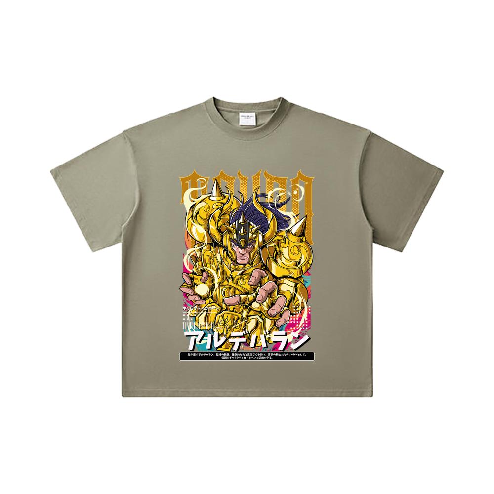 260 GSM Double Yarn 32 Count 100% Cotton Saint Seiya V27 Tauro Print Unisex Heavy Cotton T Shirt