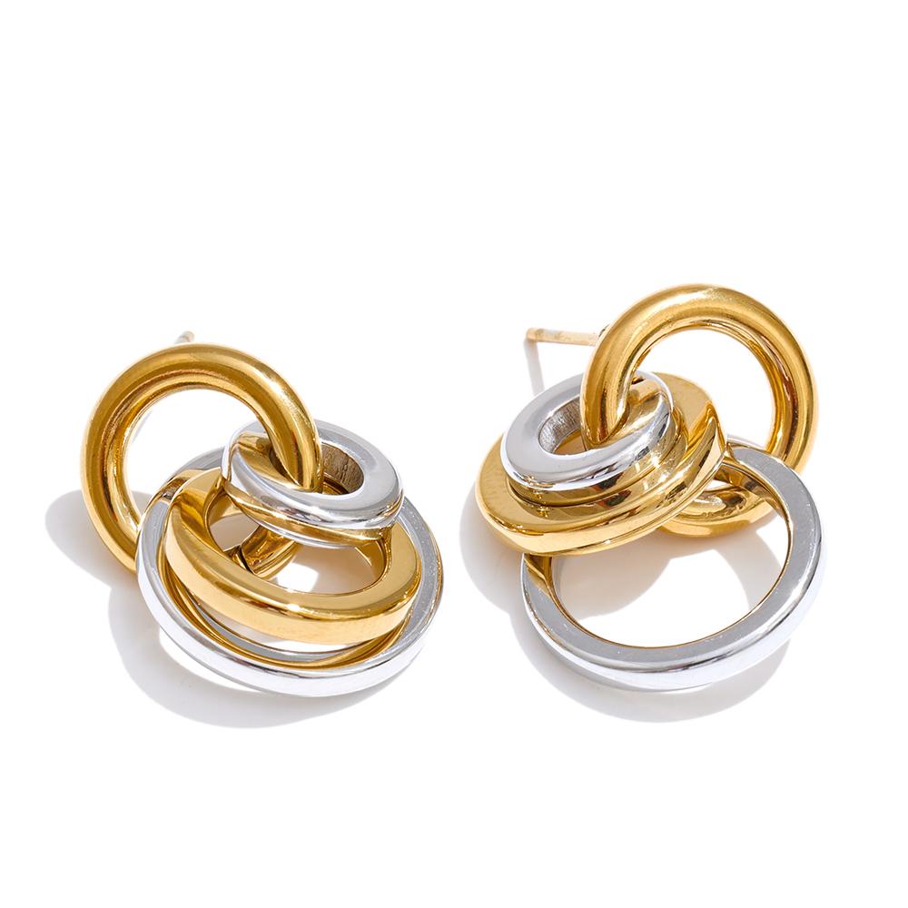 Yhpup New Stainless Steel Multi Circle Round Drop Earrings 2025 Waterproof Daily Recommend Fashion Attractive Women Jewelry Gift