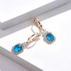 Square Dark Blue Long Earrings Women Wedding Jewelry Hollow Multicolor Dangle Earring