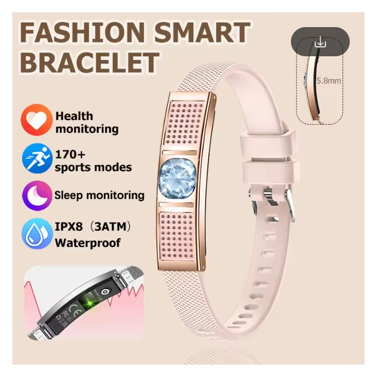 

2026 new fashion ladies smart bracelet IPX8(3ATM) waterproof 150+ sports mode sports record health monitoring alloy mate