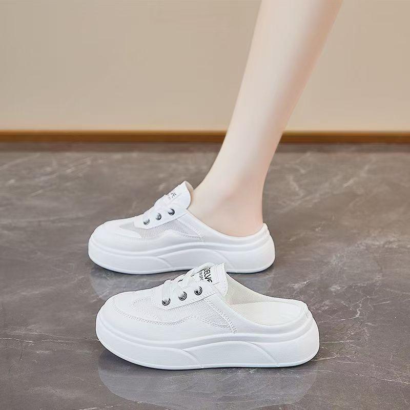 

2025 new thick-bottomed woven hollow bag head cool slippers women s comfortable and breathable one-pedal beach Roman slippers 40 белый