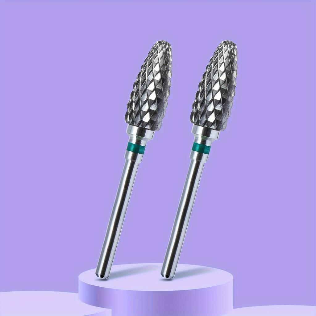 2PCS Tungsten Carbide Nail Drill Bits Gel Polish Remover 3/32 Inch Nail Art Files Cuticle Milling Cutter For Manicure Pedicure