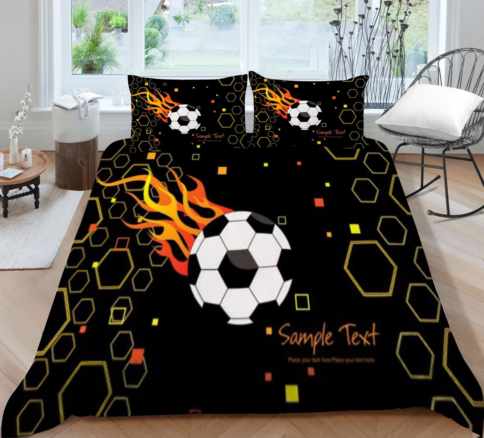 

Ball 3D Digital Printing Quilt Cover Pillowcase Two Three-Piece Set Polyester EU single 135*200