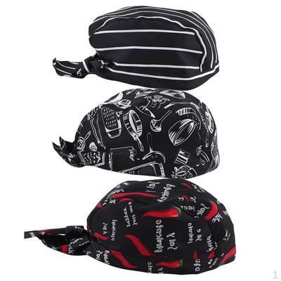 3pieces Chef Hat Adult Adjustable Tie Back Baker Caps - Cap, Art Drawing