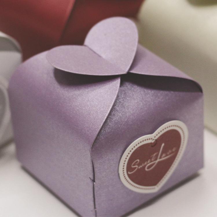 European Heart-Shaped Pearlescent Candy Box - Rose Red Wedding Packaging